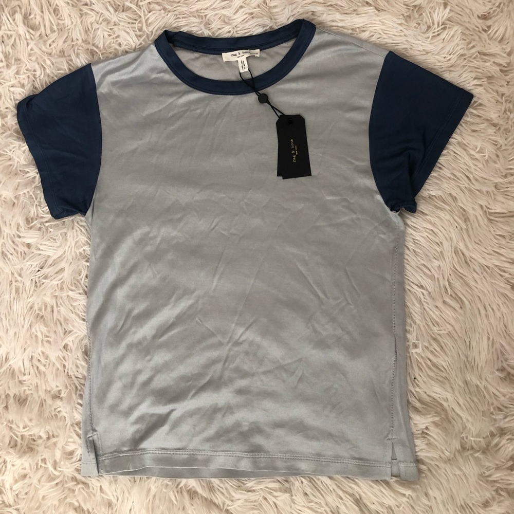 NWT- Rag & Bone Silver Blue Colorblock Penny Tee